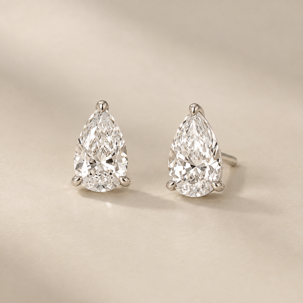 Pear Shaped Lab Grown Diamond Stud Earrings