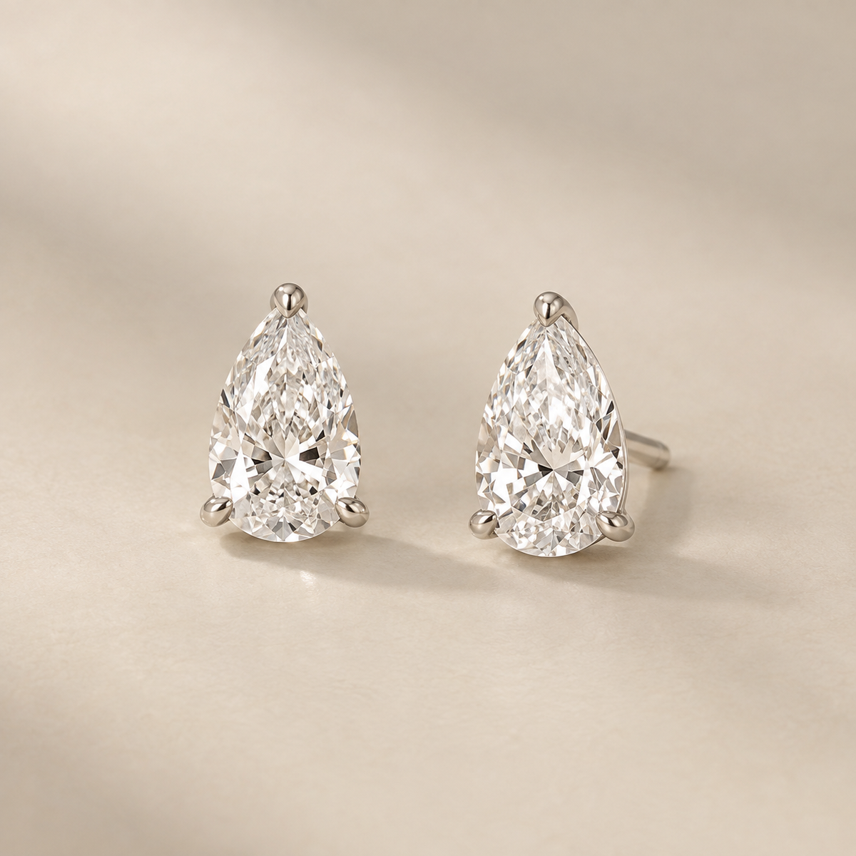 Pear Shaped Lab Grown Diamond Stud Earrings