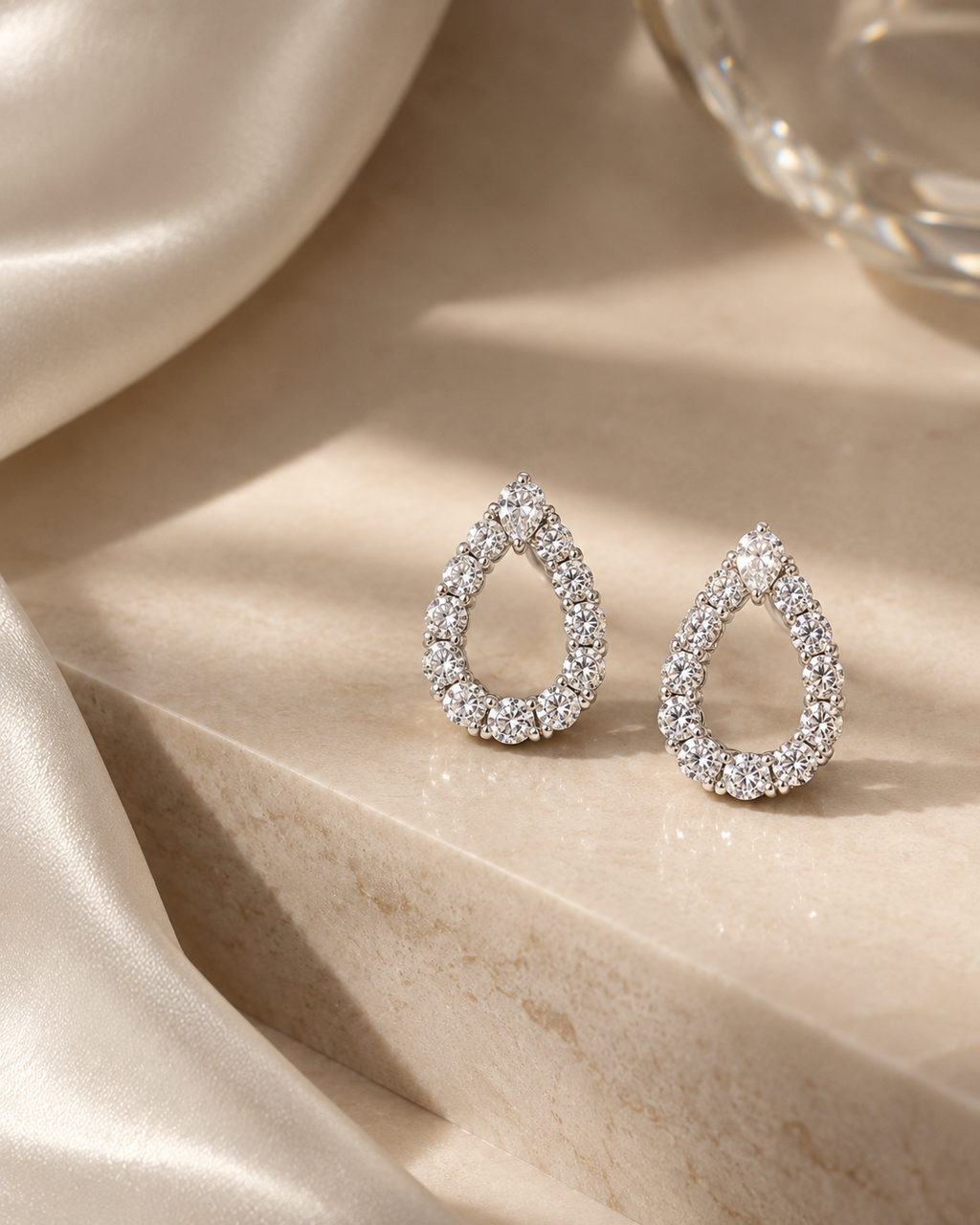 Lab Diamond Earrings Open Pear Shaped